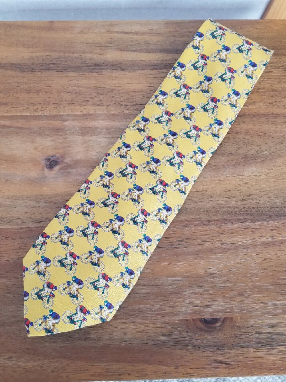 Silk Bicycle Neck Tie Robert Talbott Yellow Made In USA